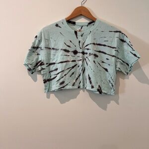 Hollister Mint and Black Tie-Dye Crop Top